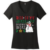 This Is My Christmas Pajama Holiday Women's V-Neck T-Shirt