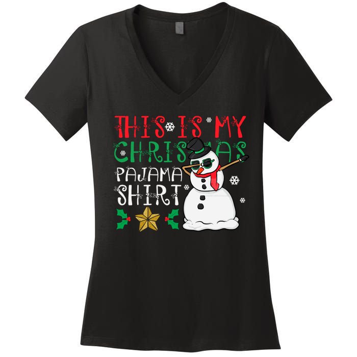 This Is My Christmas Pajama Holiday Women's V-Neck T-Shirt