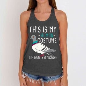 This Is My Human Costume Pigeon Racing Lover Bird Breeder Women's Knotted Racerback Tank