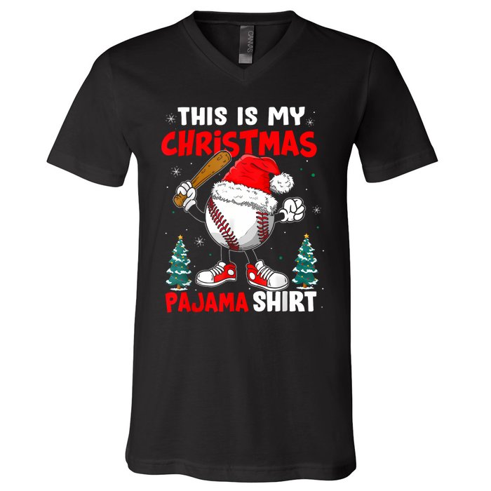 This Is My Christmas Pajama Baseball V-Neck T-Shirt