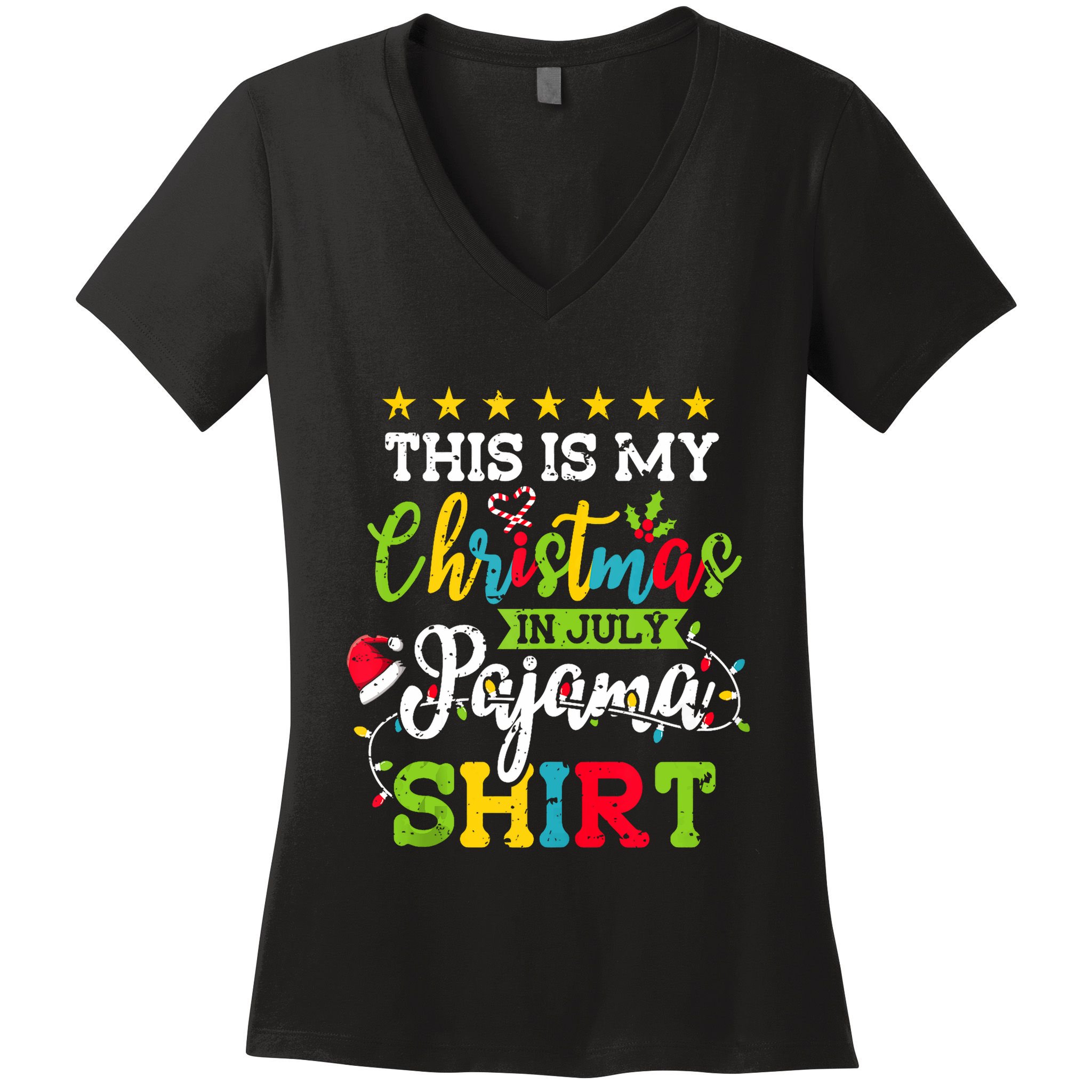This Is My Christmas In July Pajama Hawaiian Summer Tank Top Women's V-Neck T-Shirt