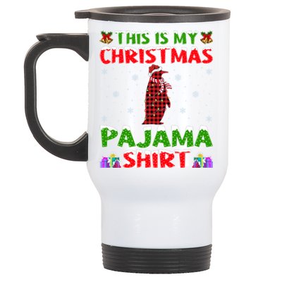 This Is My Christmas Pajamas Buffalo Plaid Penguin Christmas Gift Stainless Steel Travel Mug