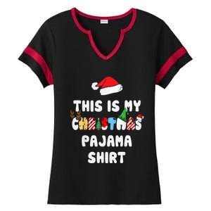 This Is My Christmas Pajama Shirt Funny Christmas Ladies Halftime Notch Neck Tee