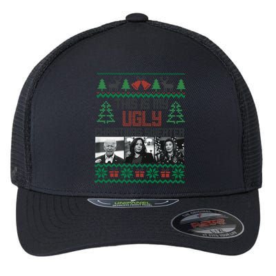 This Is My Ugly Christmas Sweater Funny Anti Biden FJB Flexfit Unipanel Trucker Cap