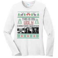 This Is My Ugly Christmas Sweater Funny Anti Biden FJB Ladies Long Sleeve Shirt