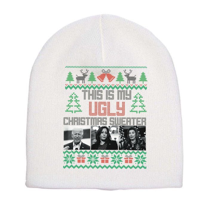 This Is My Ugly Christmas Sweater Funny Anti Biden FJB Short Acrylic Beanie