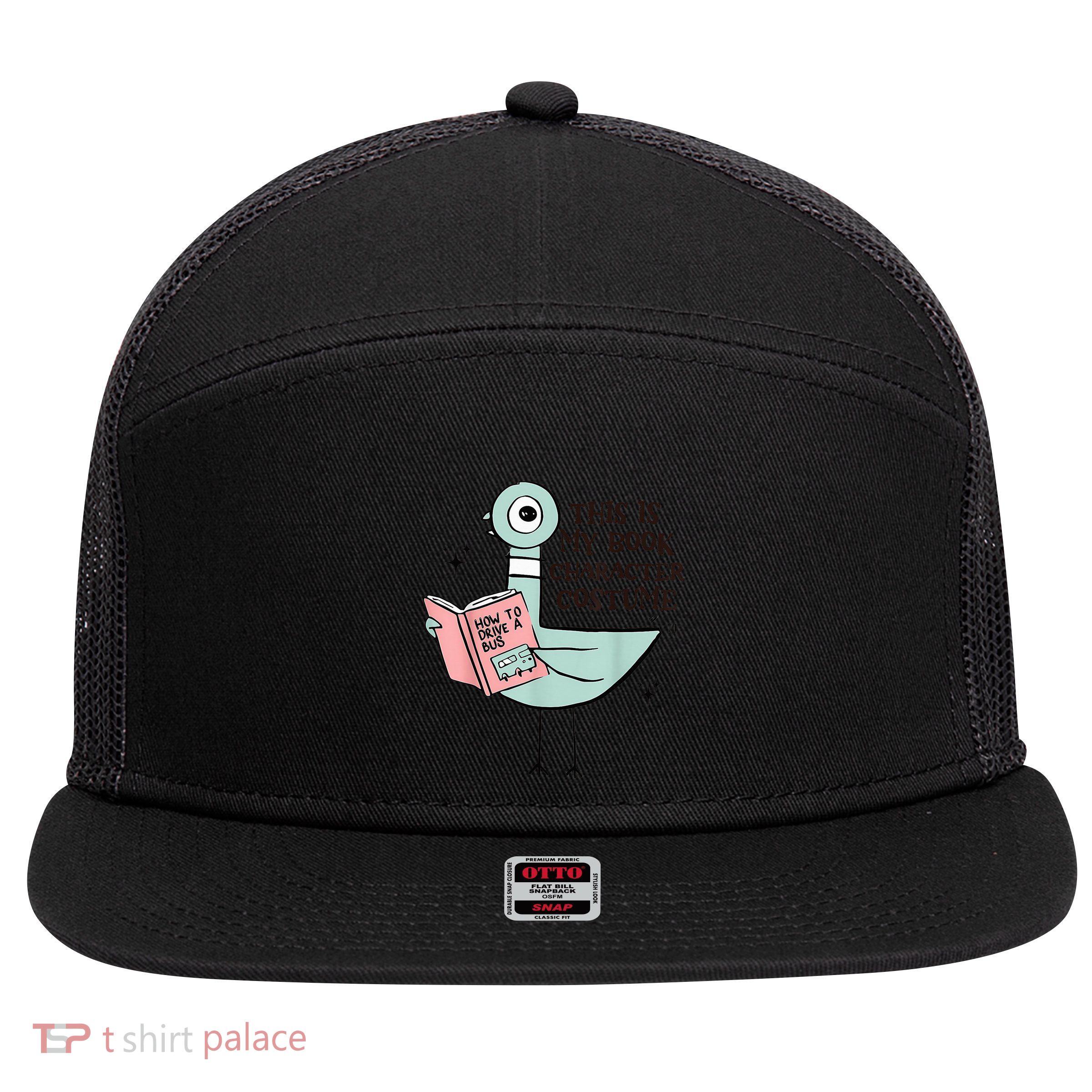 This Is My Book Character Costume Pigeon Reading 7 Panel Mesh Trucker Snapback Hat