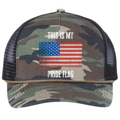 This Is My Pride American Flag Usa 4th July Day Independence Gift Retro Rope Trucker Hat Cap