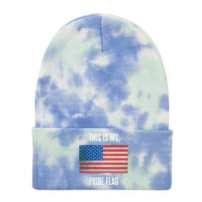 This Is My Pride American Flag Usa 4th July Day Independence Gift Tie Dye 12in Knit Beanie