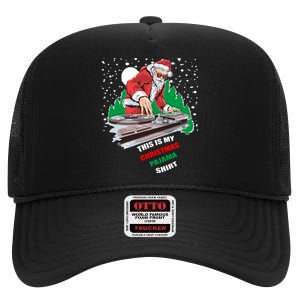 This Is My Christmas Pajama Dj Funny Merry Xmas Tees High Crown Mesh Back Trucker Hat