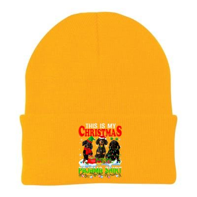 This Is My Christmas Pajama Funny Dachshund Dog Lover Knit Cap Winter Beanie