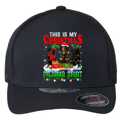 This Is My Christmas Pajama Funny Dachshund Dog Lover Flexfit Unipanel Trucker Cap