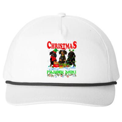 This Is My Christmas Pajama Funny Dachshund Dog Lover Snapback Five-Panel Rope Hat