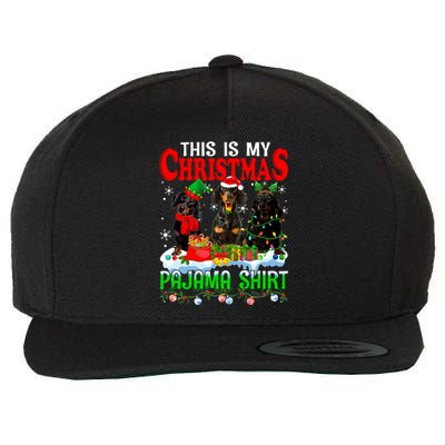 This Is My Christmas Pajama Funny Dachshund Dog Lover Wool Snapback Cap