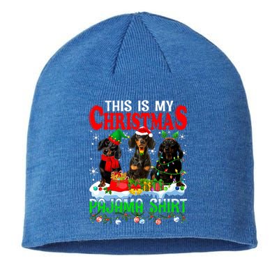 This Is My Christmas Pajama Funny Dachshund Dog Lover Sustainable Beanie