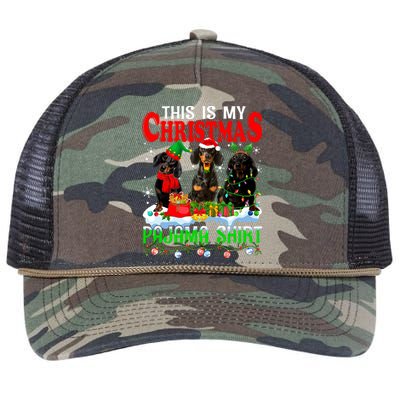 This Is My Christmas Pajama Funny Dachshund Dog Lover Retro Rope Trucker Hat Cap