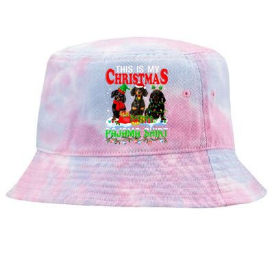 This Is My Christmas Pajama Funny Dachshund Dog Lover Tie-Dyed Bucket Hat