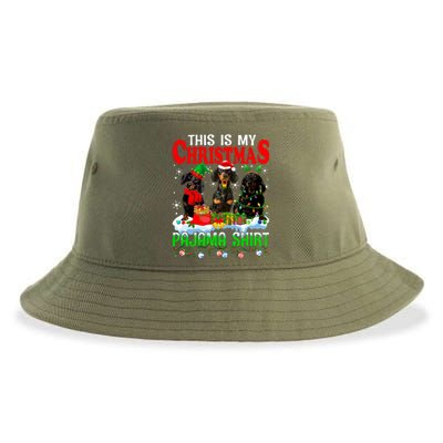 This Is My Christmas Pajama Funny Dachshund Dog Lover Sustainable Bucket Hat