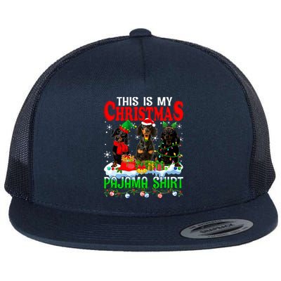 This Is My Christmas Pajama Funny Dachshund Dog Lover Flat Bill Trucker Hat