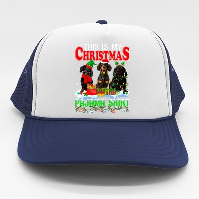 This Is My Christmas Pajama Funny Dachshund Dog Lover Trucker Hat