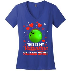 This Is My Valentine Pajama Great Gift Headband Bowling Players Meaningful Gift Women's V-Neck T-Shirt