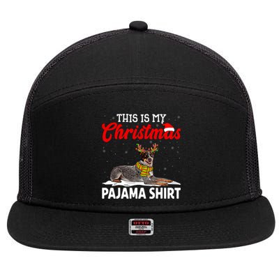 This Is My Christmas Pajama Australian Cattle Dog 7 Panel Mesh Trucker Snapback Hat