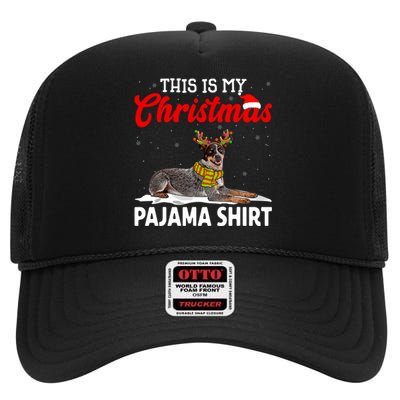 This Is My Christmas Pajama Australian Cattle Dog High Crown Mesh Back Trucker Hat