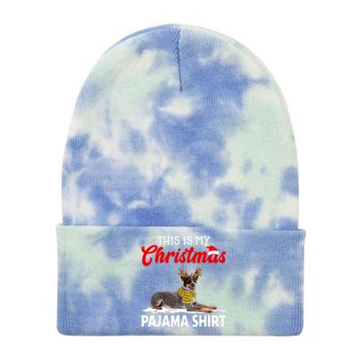 This Is My Christmas Pajama Australian Cattle Dog Tie Dye 12in Knit Beanie