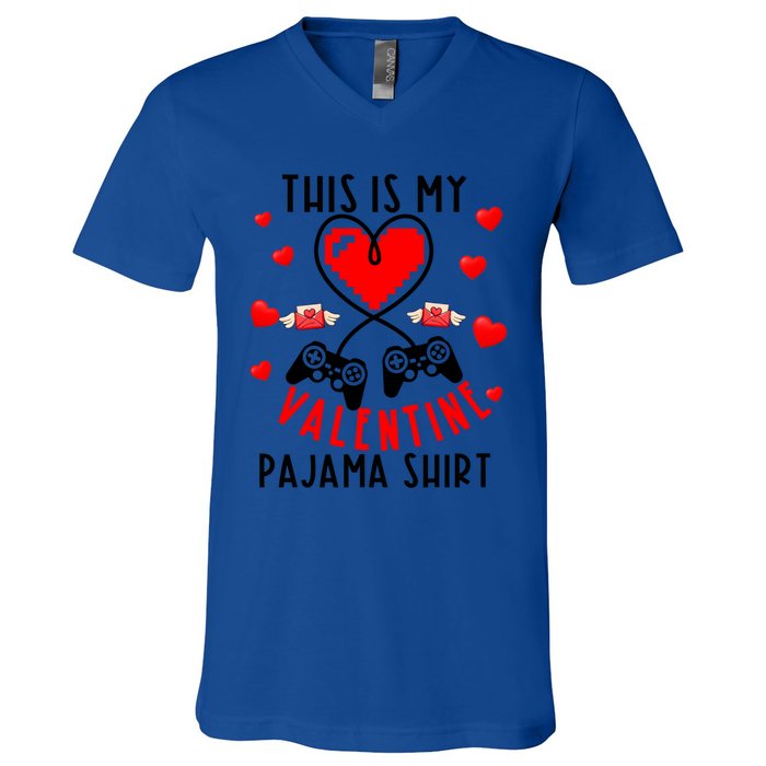 This Is My Valentine Pajama Gift Video Game Lover Valentine Gift V-Neck T-Shirt