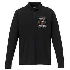 This Is My Christmas Pajama Gift Dog Lover Pug Christmas Gift Performance Long Sleeve Polo