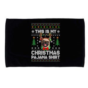 This Is My Christmas Pajama Gift Dog Lover Pug Christmas Gift Microfiber Hand Towel