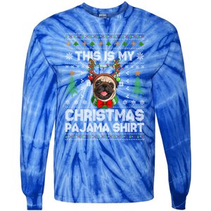 This Is My Christmas Pajama Gift Dog Lover Pug Christmas Gift Tie-Dye Long Sleeve Shirt