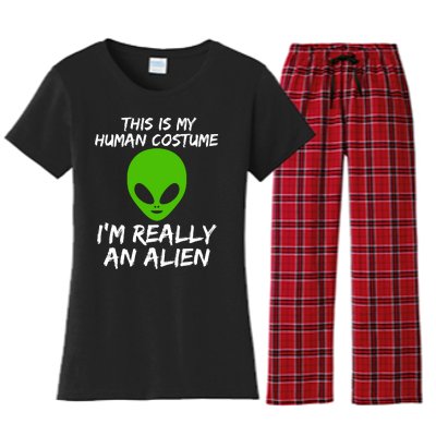 This Is My Human Costume I'm Really An Alien Women's Flannel Pajama Set