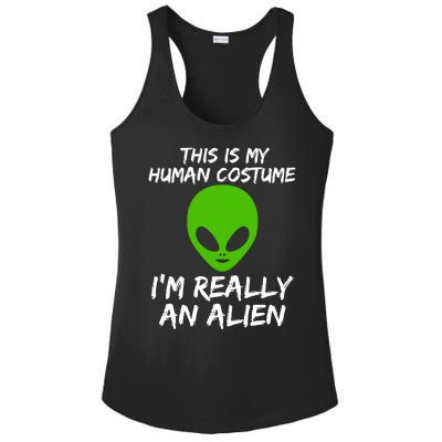 This Is My Human Costume I'm Really An Alien Ladies PosiCharge Competitor Racerback Tank