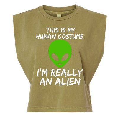 This Is My Human Costume I'm Really An Alien Garment-Dyed Women's Muscle Tee