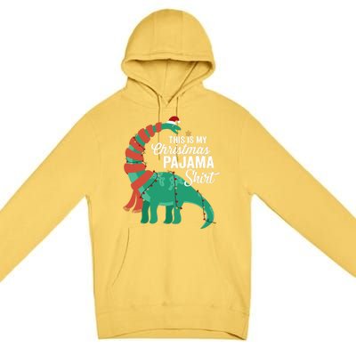 This Is My Christmas Pajama Dinosaur Brontosaurus Xmas Long Sleeve Premium Pullover Hoodie