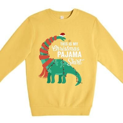 This Is My Christmas Pajama Dinosaur Brontosaurus Xmas Long Sleeve Premium Crewneck Sweatshirt