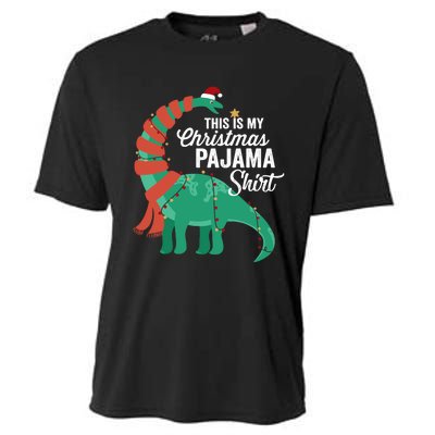 This Is My Christmas Pajama Dinosaur Brontosaurus Xmas Long Sleeve Cooling Performance Crew T-Shirt