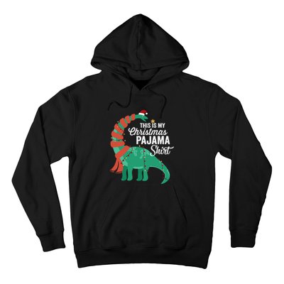 This Is My Christmas Pajama Dinosaur Brontosaurus Xmas Long Sleeve Hoodie