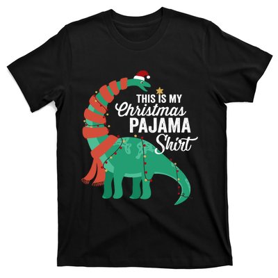 This Is My Christmas Pajama Dinosaur Brontosaurus Xmas Long Sleeve T-Shirt