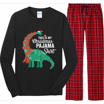 This Is My Christmas Pajama Dinosaur Brontosaurus Xmas Long Sleeve Long Sleeve Pajama Set