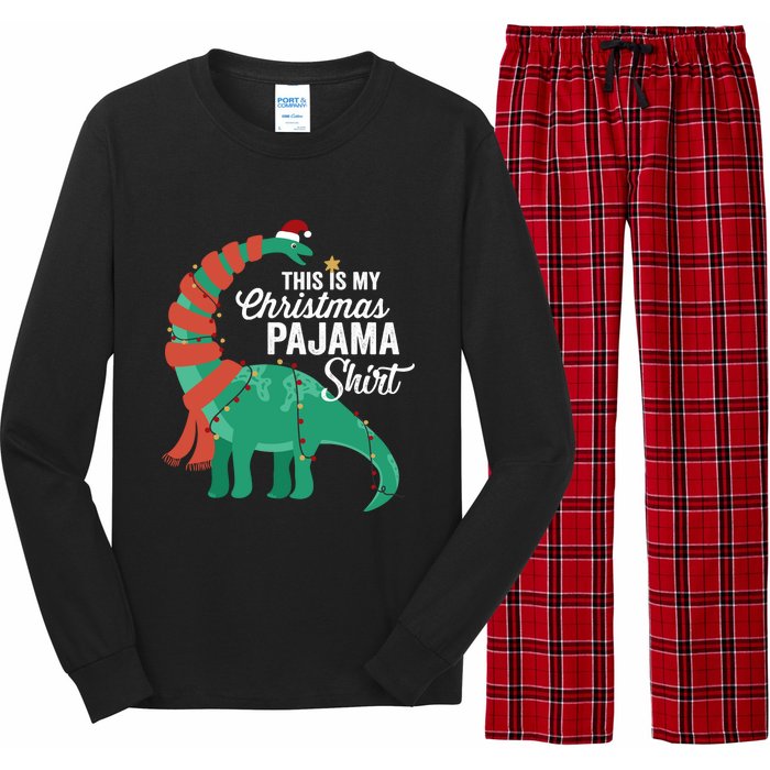 This Is My Christmas Pajama Dinosaur Brontosaurus Xmas Long Sleeve Long Sleeve Pajama Set