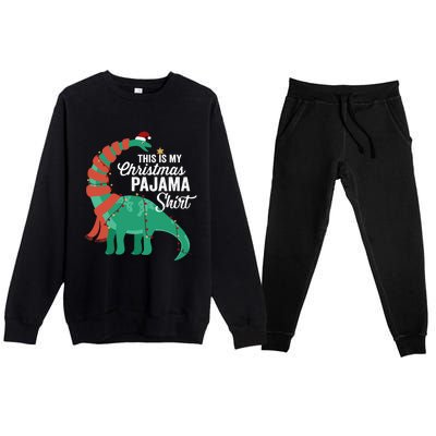 This Is My Christmas Pajama Dinosaur Brontosaurus Xmas Long Sleeve Premium Crewneck Sweatsuit Set