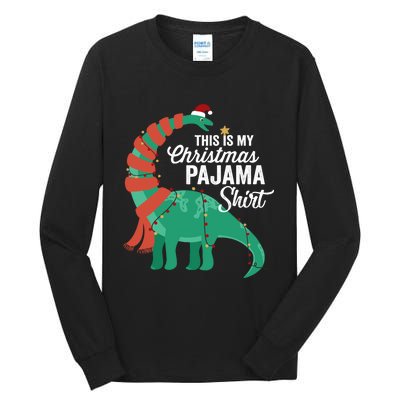 This Is My Christmas Pajama Dinosaur Brontosaurus Xmas Long Sleeve Tall Long Sleeve T-Shirt