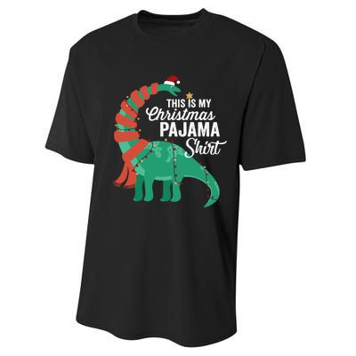 This Is My Christmas Pajama Dinosaur Brontosaurus Xmas Long Sleeve Performance Sprint T-Shirt