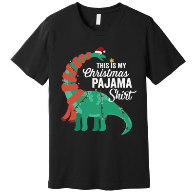 This Is My Christmas Pajama Dinosaur Brontosaurus Xmas Long Sleeve Premium T-Shirt