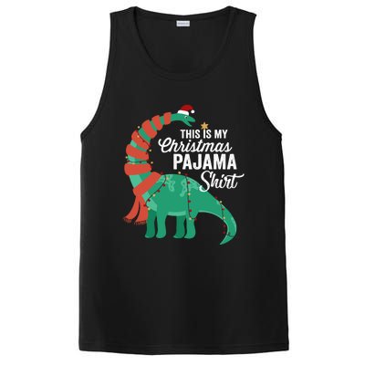 This Is My Christmas Pajama Dinosaur Brontosaurus Xmas Long Sleeve PosiCharge Competitor Tank