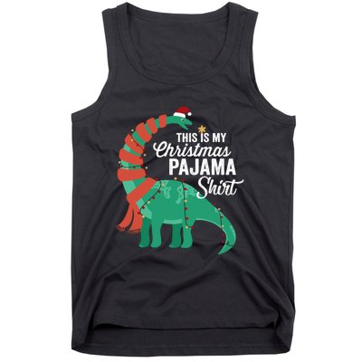 This Is My Christmas Pajama Dinosaur Brontosaurus Xmas Long Sleeve Tank Top