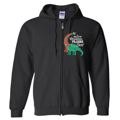 This Is My Christmas Pajama Dinosaur Brontosaurus Xmas Long Sleeve Full Zip Hoodie