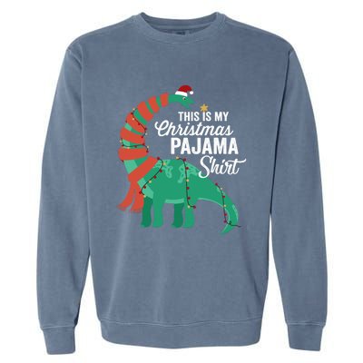 This Is My Christmas Pajama Dinosaur Brontosaurus Xmas Long Sleeve Garment-Dyed Sweatshirt